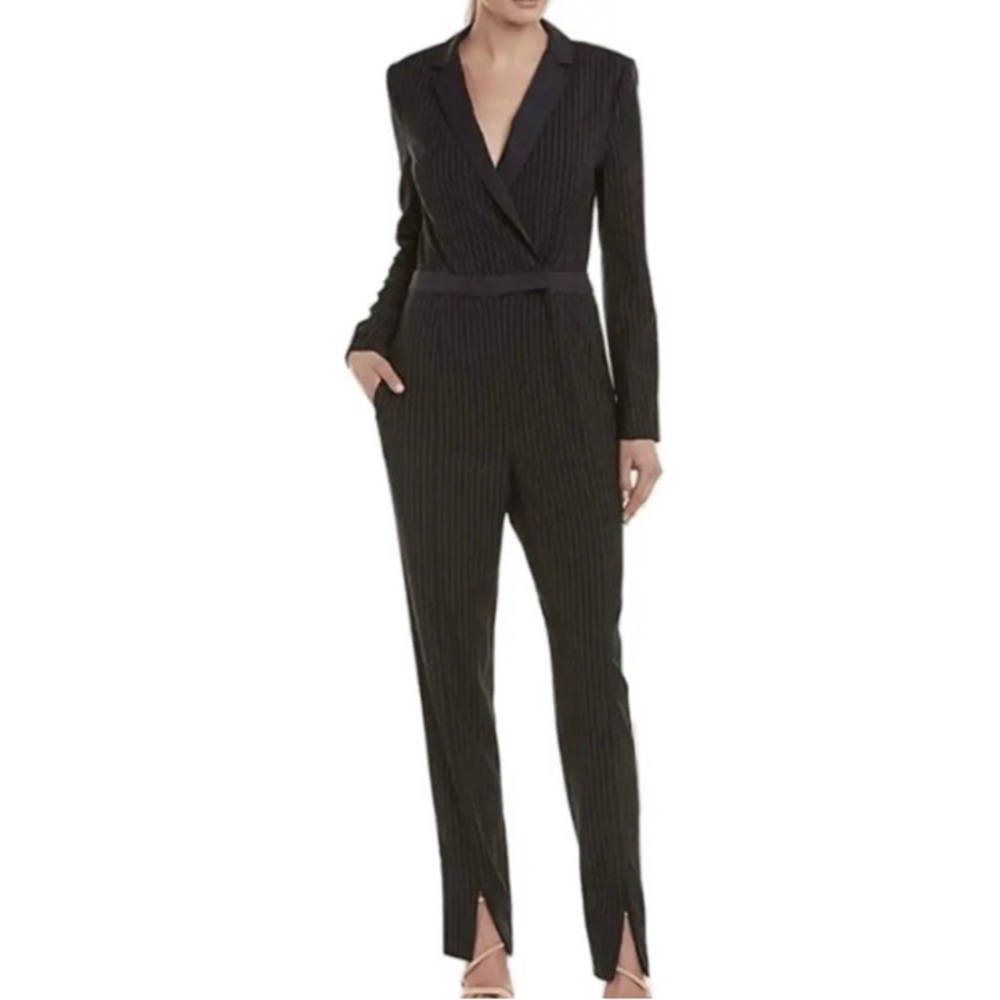 BCBGMAXAZRIA Azria Faux Wrap striped Jumpsuit -NWT